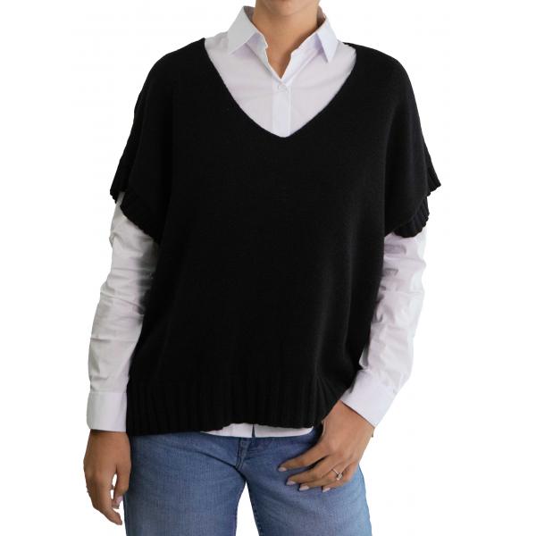 Gilet tinta unita scollo a V modello over 